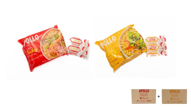 APOLLO INSTANT NOODLES - CHICKEN &amp; CURRY FLAVOURS (40 x 70g) 2 Boxes