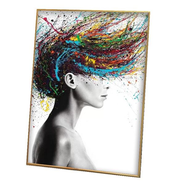 Canvas Art: Modern Art - Colourful Hair (40 x 60cm Frame Included)