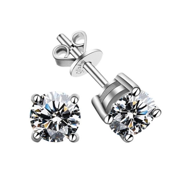 ZELTRYNS925Sterling Silver MoissaniteFour-Prong Stud EarringsGRACertificate