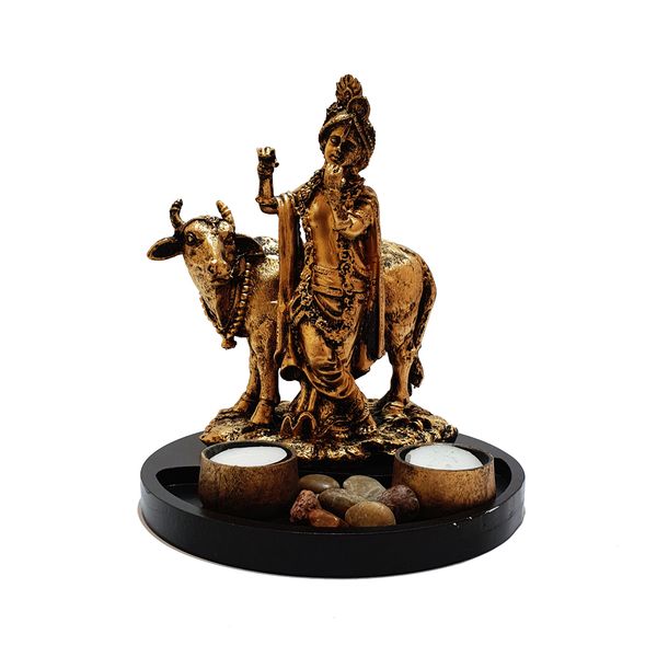 Krishna with Cow Candle Holder