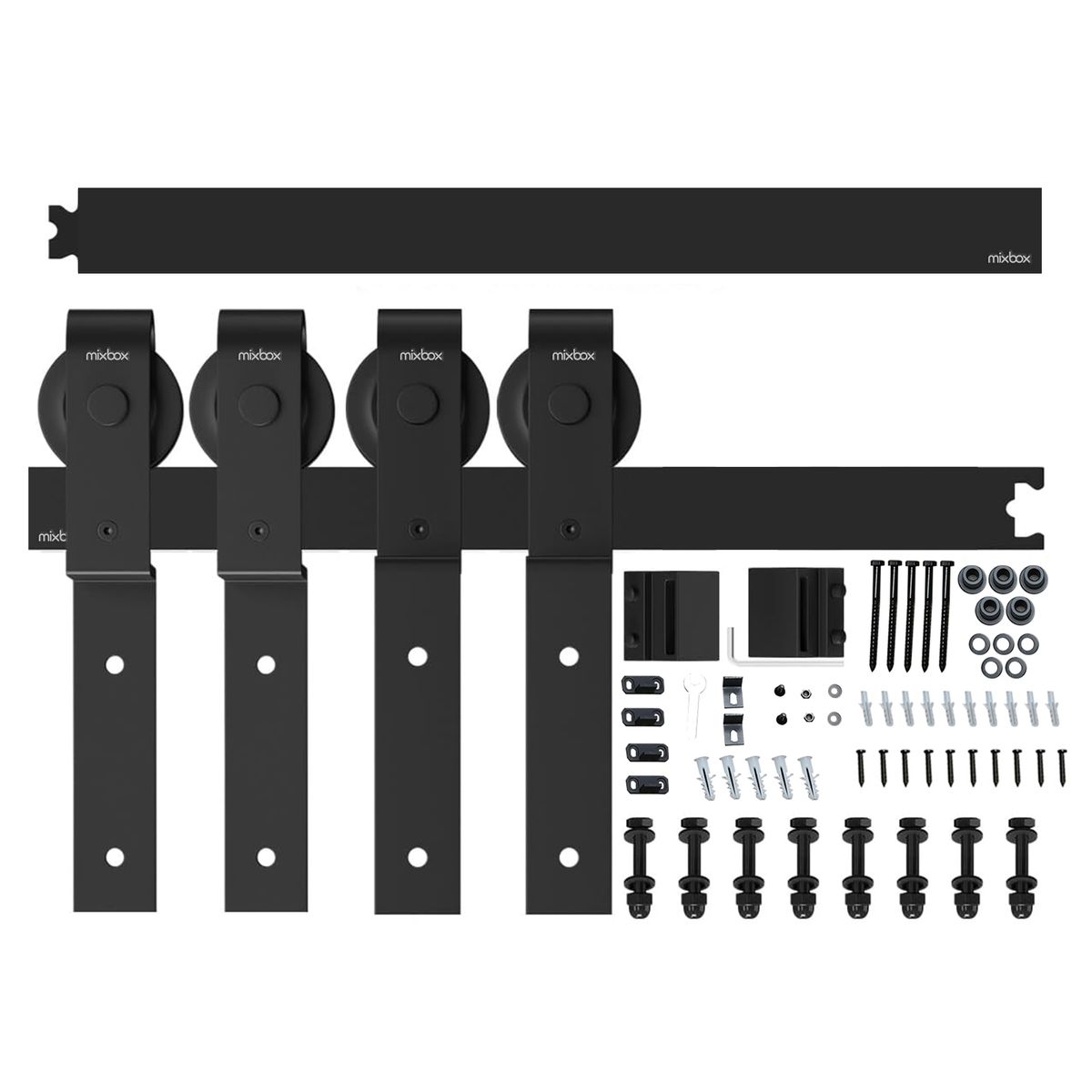 Mix Box Single Track Double Door Sliding Barn Door Track Hardware Kit - 2m