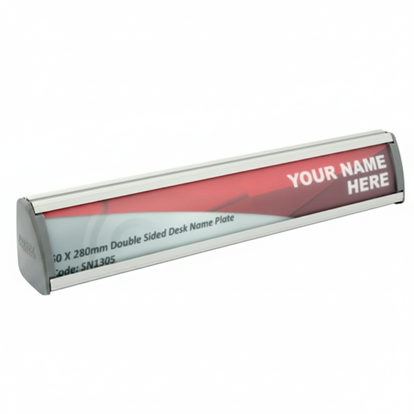 Double-Sided Desk Name Plate Frame 280 x 50 mm for Office Use