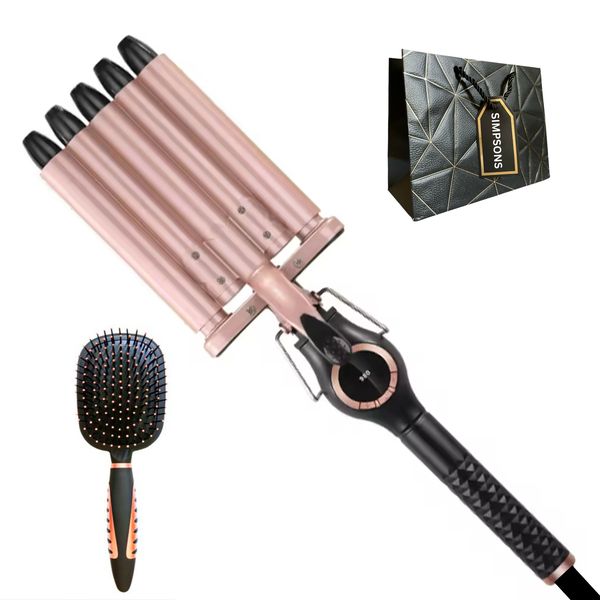 Enzo-980 F Digital Titanium Italian Waver Iron, Luxury Simpsons Bag &amp; Brush