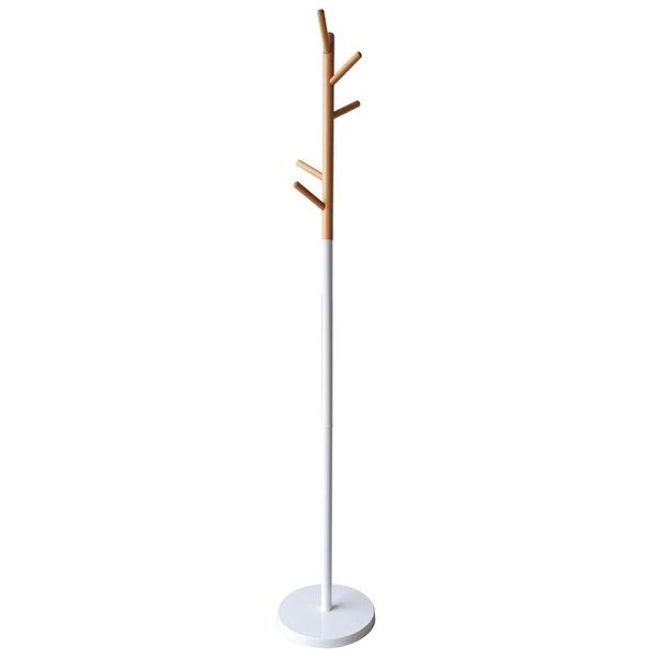 Spaceo Esencio Freestanding Coat Rack White and Wood