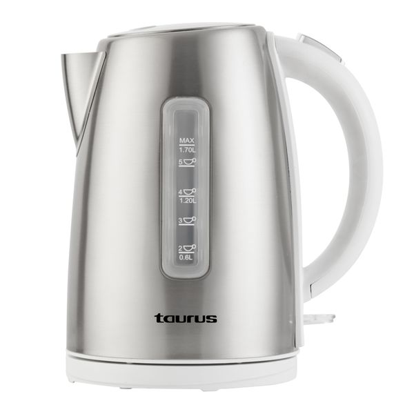 Taurus Kettle 360 Degree Cordless Stainless Steel With White Trim 1.7L