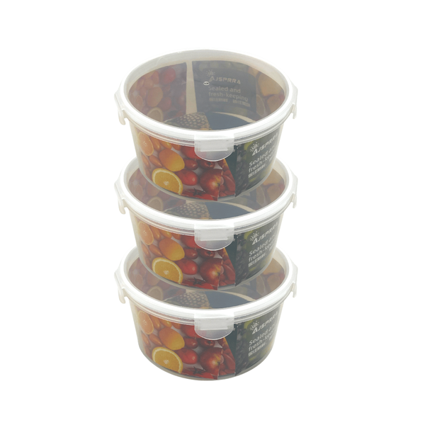 1.15L Leak Proof Clip Seal Round Containers - 3 Pack