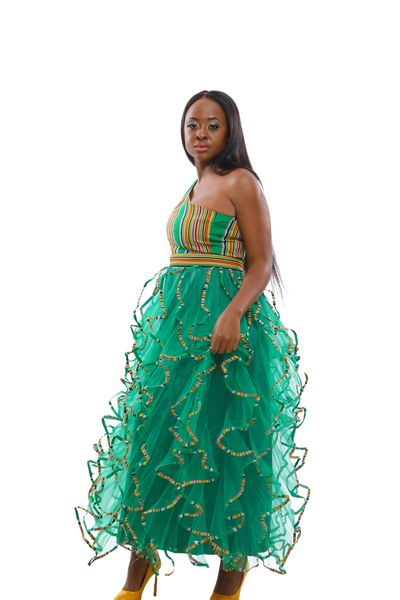 Selphies Liyama Venda African print Maxi Dress - Green