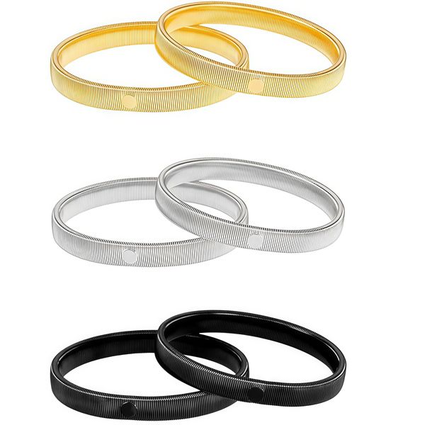 3 Pairs Men Elastic Metal Spring Cuff,Adjustable Armband, Stylish Accessory