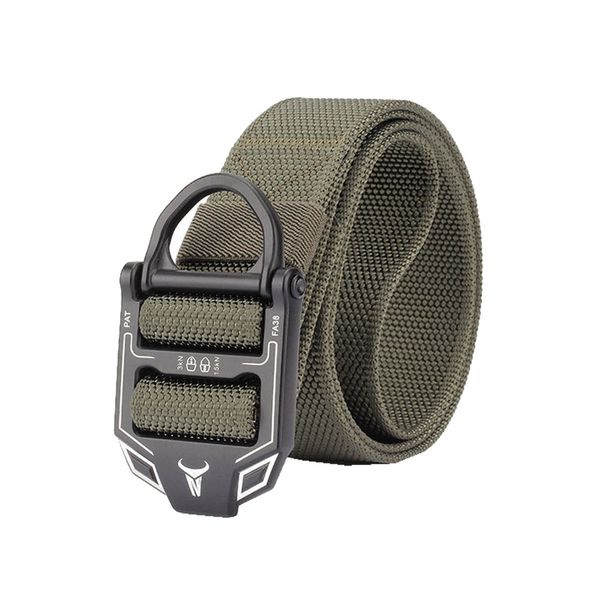 Heavy Duty Metal Buckle Military Style Nylon Tactical Belt-Army Green