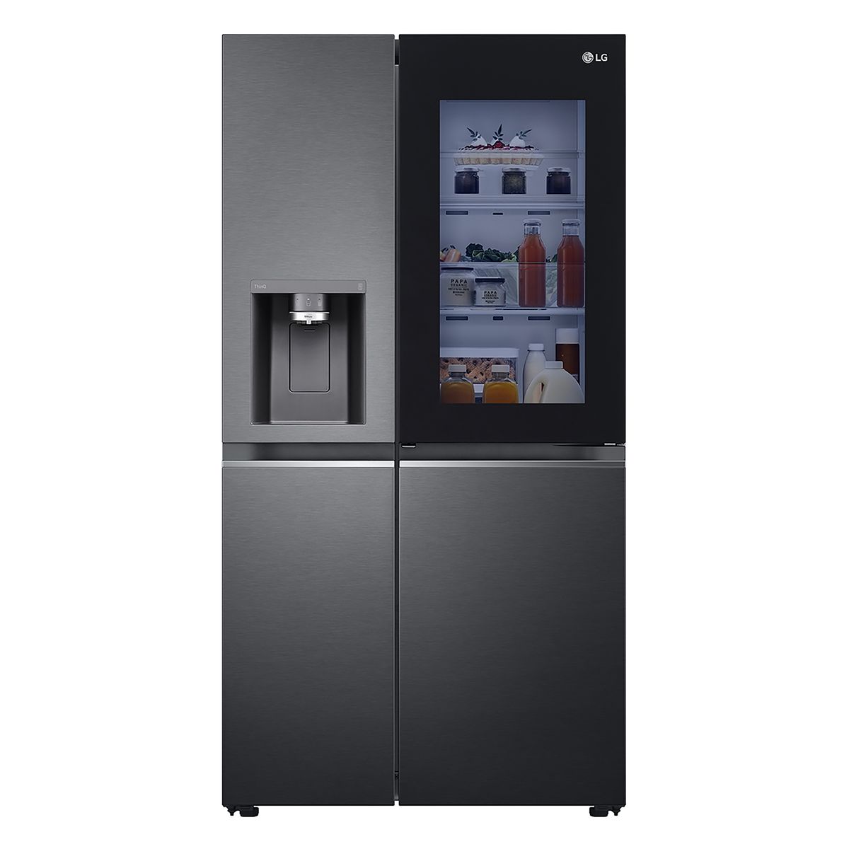 LG Matt Black 611L Side by Side fridge with Door-in-Door Instaview