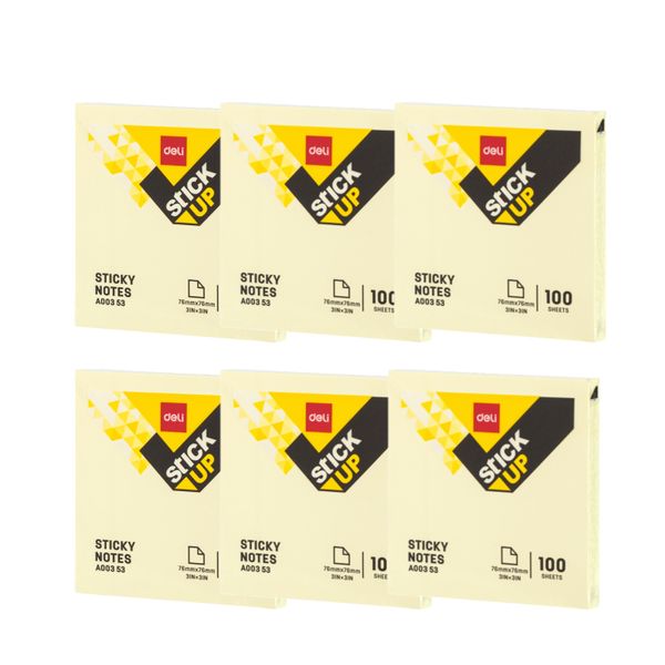Deli Pastel Yellow Sticky Notes 76×76mm 600 sheets
