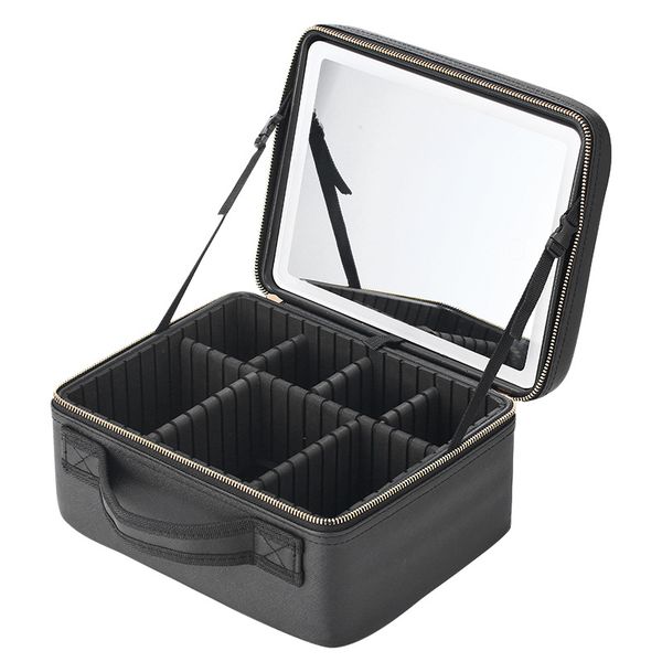 Travel Makeup Bag with LED Lighted Make up Case with Mirror