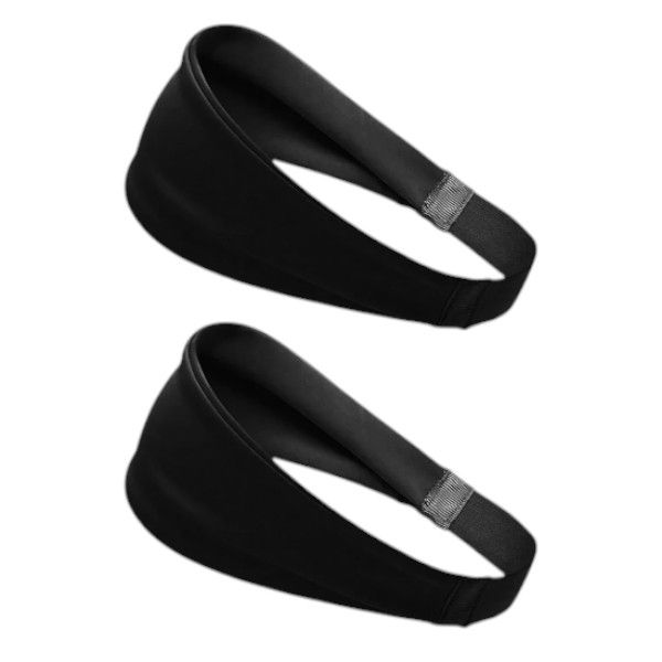2 Pack - Wide Elastic Headbands With Soft &amp; Stretchable Fabric - Black