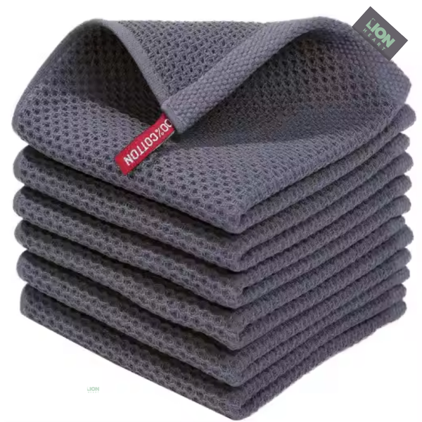 LH 100% Cotton Dish Cloths Ultra Absorbent Towels 6Pack - Grey