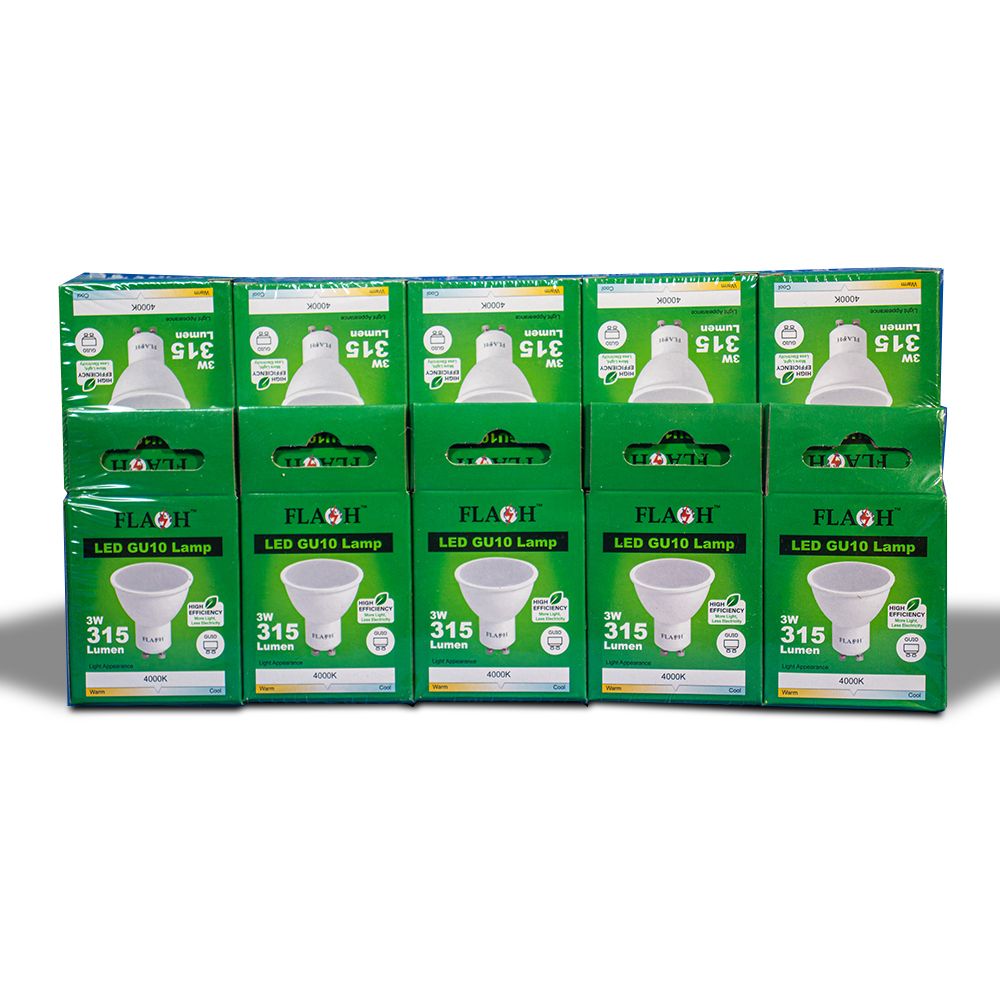 FLASH High-Efficiency 3W LED GU10 Lamp 120D (10 Pack)