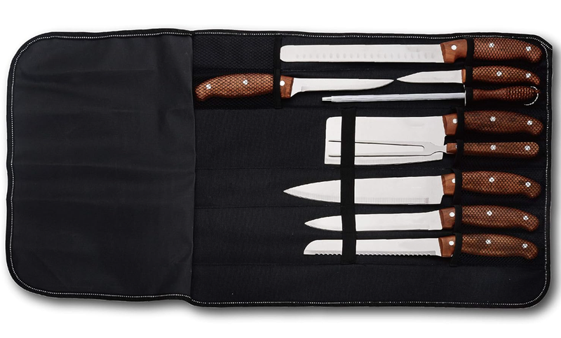 9 Pieces Professional Knife Set with Roll Up Carry Bag