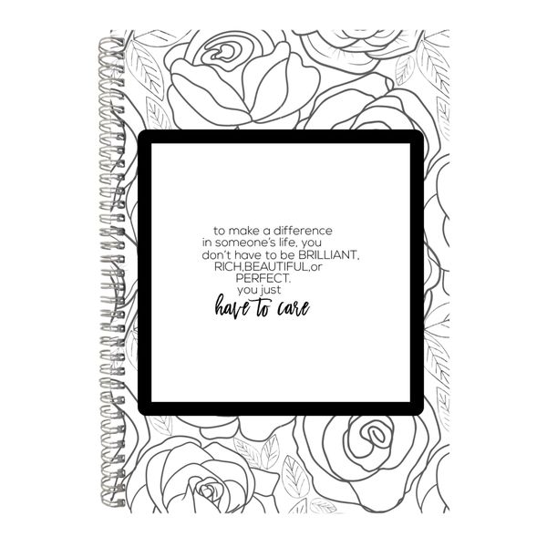 Just Care A4 Notebook Spiral Lined Motivational Words Graphic Notepad 137