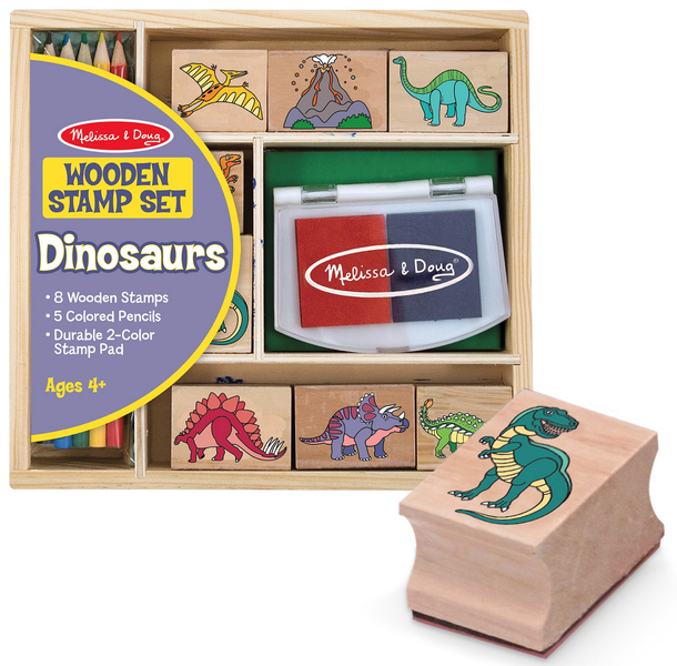 Melissa &amp; Doug Dinosaurs Wooden Stamp Set (8 Stamps)