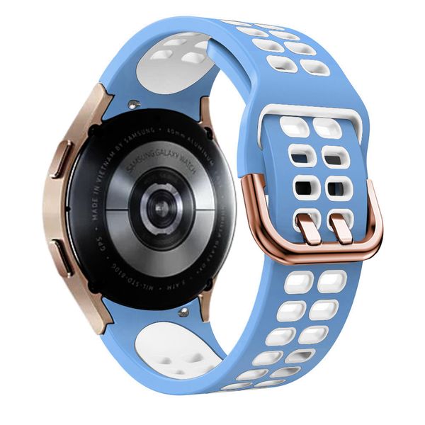 Sport Strap Compatible with Samsung Galaxy Watch 4/5/6/7-Light Blue &amp; White
