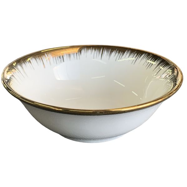 Quality White Porcelain Bowl With Gold Border 14.5x5cm - 6 Piece