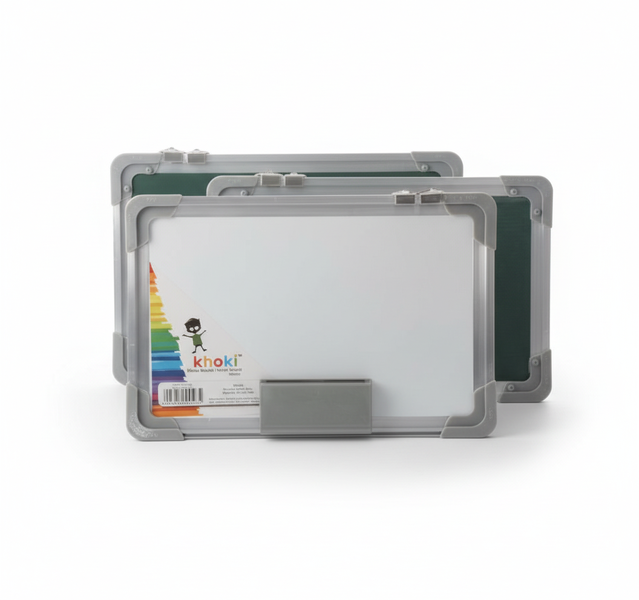 Khoki Dual-Surface Dry Wipe and Chalk Board 43x35cm for Teaching - 2 Pack