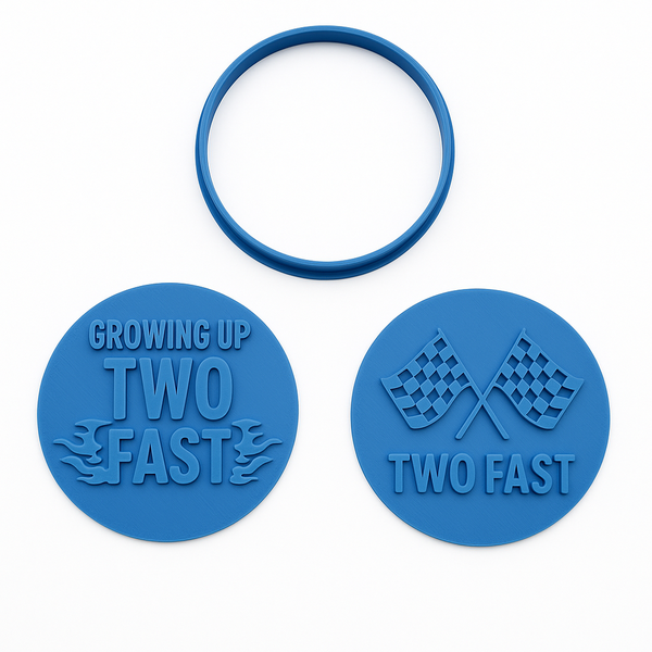 Growing Up Two Fast Fondant Stamp Set - 3D Printed - Blue (6 cm)