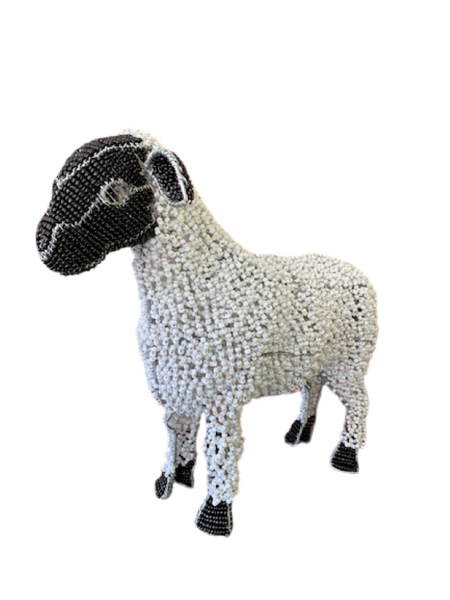 African Bead and Wire Handcrafted Sheep Home D cor Large