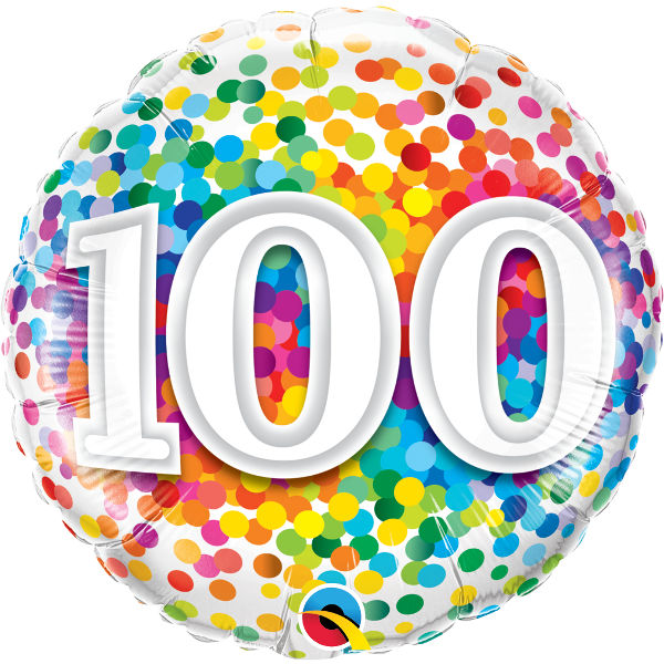18 Inch Foil Age 100 Rainbow Confetti