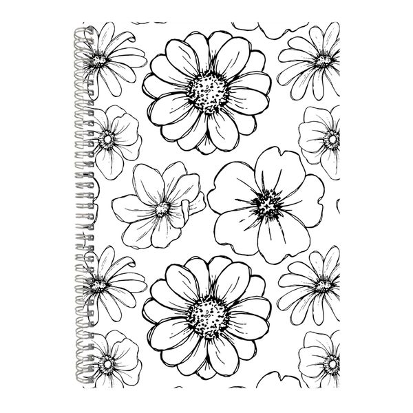 Flowers A4 Notebook Spiral Lined Black and White Graphic Notepad Present133