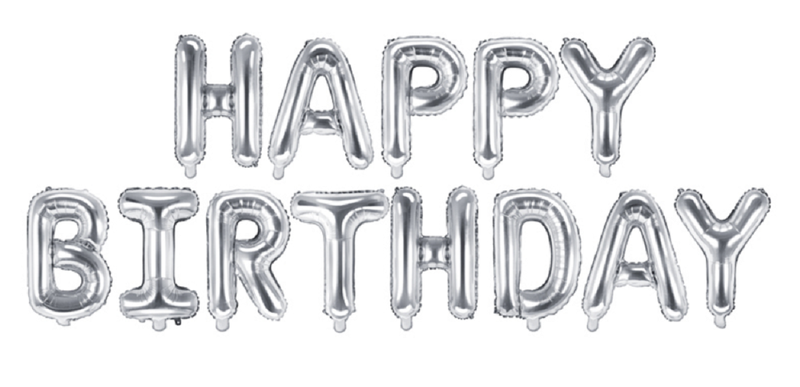 Foil Balloon Happy Birthday - 340x35cm - silver