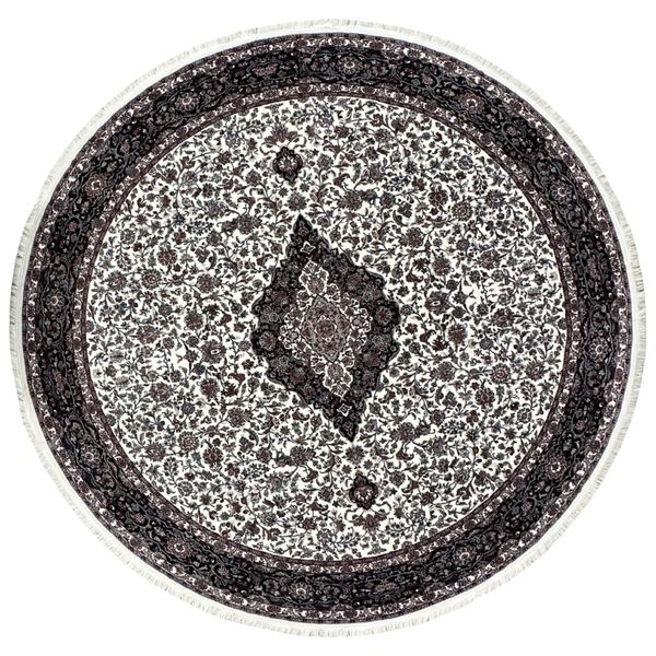 Aman, Artistic Persian-Floral Kashan Machine Made, Round Cream- Carpet/Rug