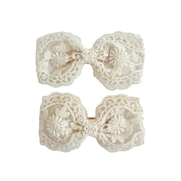 Lace Bow Hair Clips - Set of 2