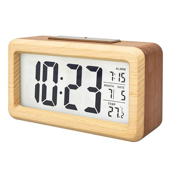 Wooden Digital Battery Operated Alarm Clocks for Bedrooms,Table