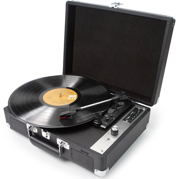 Vinyl Record Player Portable Suitcase 3 Speed Vintage Belt-Driven Turntable
