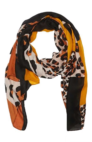 UB Creative Animal Print Colour Block Scarf - Yellow/Black