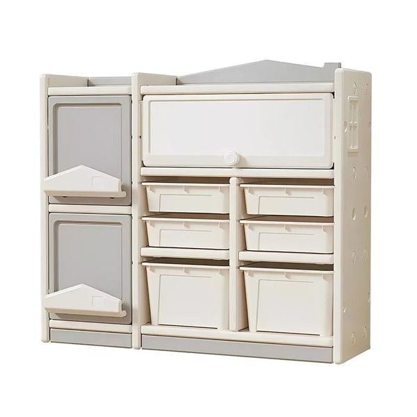 Kid's Storage Organizer Toy Cabinet with Built-in Drawing Board - Green Air