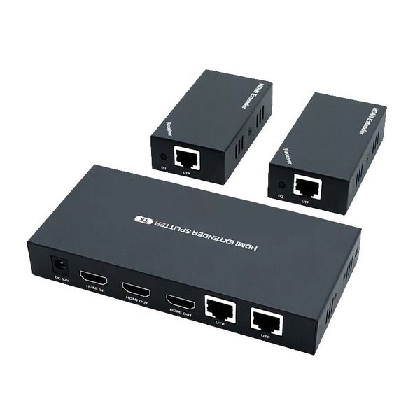60M HDMI Extender Splitter 1x2 1080P@60Hz Over Cat 5E/6/7 Ethernet Cable