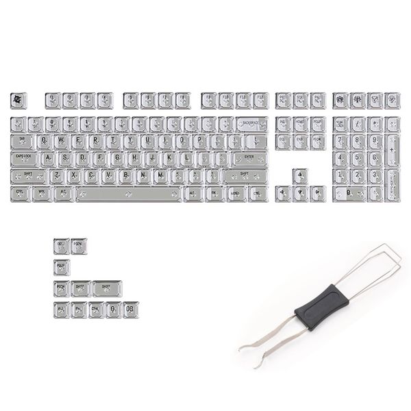 119 Clear Crystal Keycaps Double Shot PBT Front Printed Keyboard Accessory