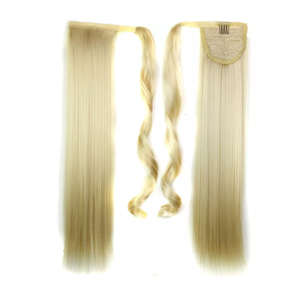 Tie In Ponytail Extension Blonde Colour 613 22 Inch Straight