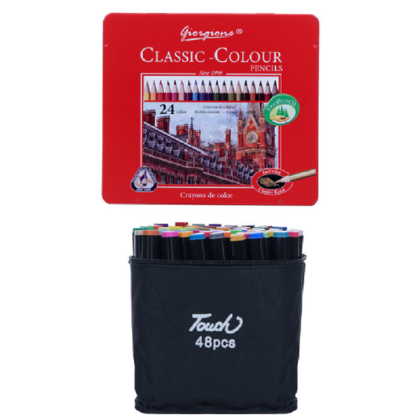 Colouring Pencils and Double-Head Markers Combo Set