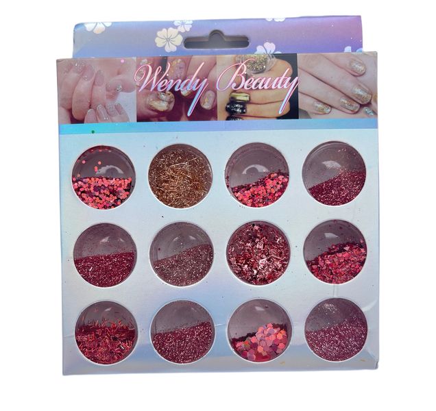 Wendy Beauty 12 Design Nail Decorations Kit Nail Art Red Series G082