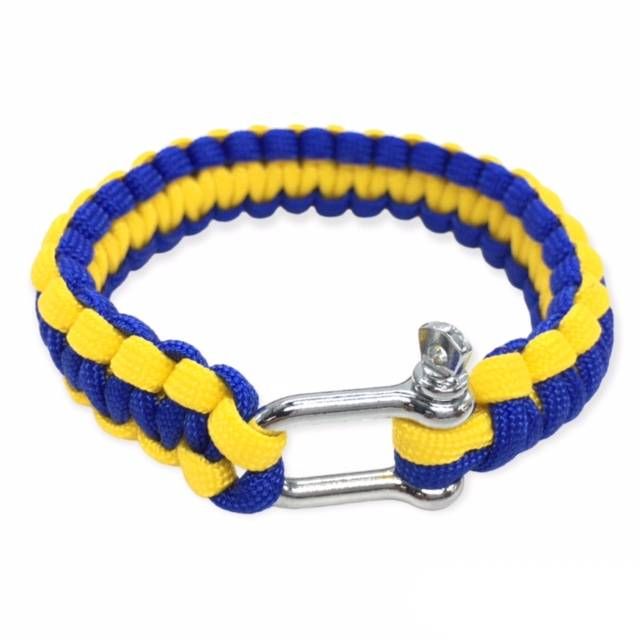 Paracord Hand Bracelets 25cm Metal Lock - Yellow And Blue 