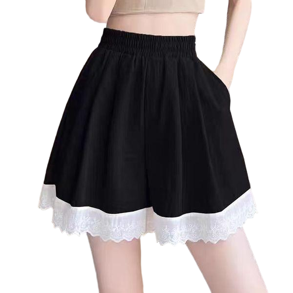 Lace Shorts Loose Casual Lace Ice Silk Wide-Leg High Waist Shorts
