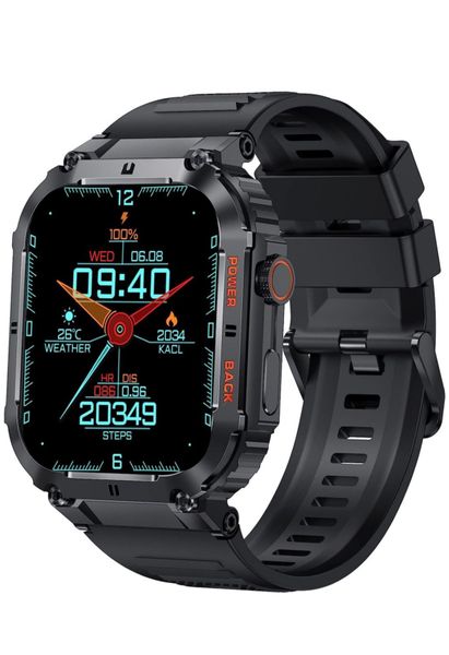 K57 Rugged Military Smartwatch Android/iPhone Fitness Tracker Black