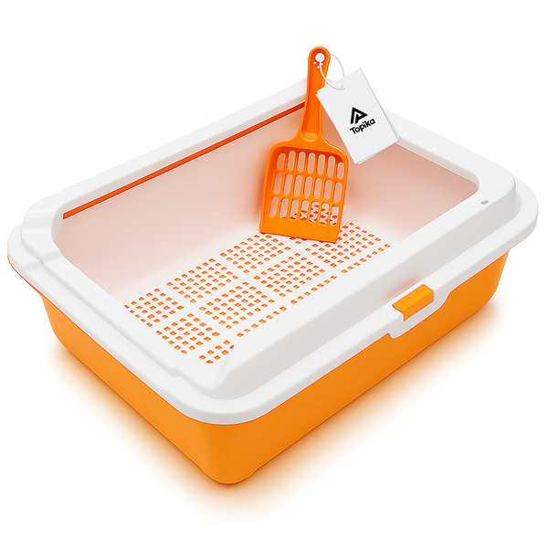 Topika Cat Litter Box with Scoop, Top Open, Easy Clean | Blue