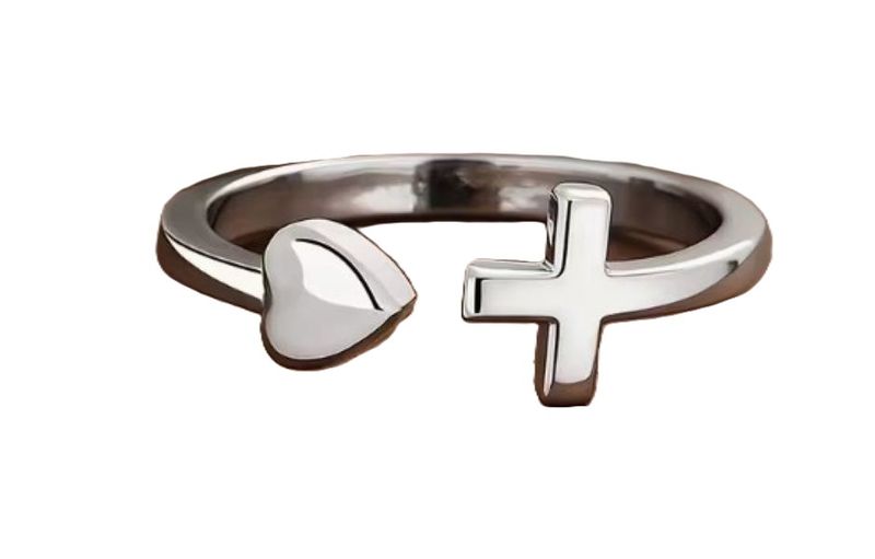 Adjustable Heart Cross Wrap Ring