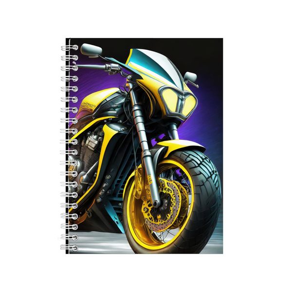 Yellow Frame A5 Notebook for Work Trendy Colorful Bikes Graphic Present 071