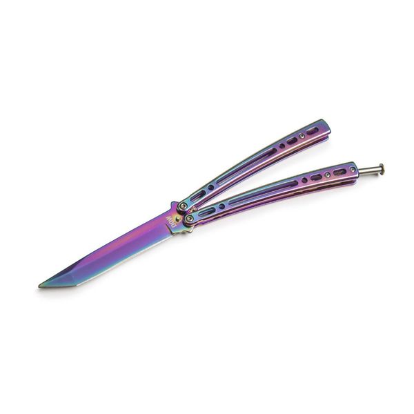 DOW - Rainbow Coloured Tanto Butterfly Knife