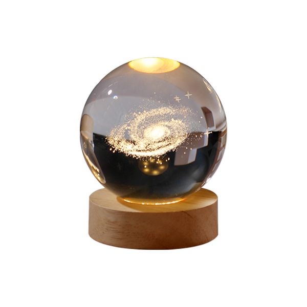 3D Sphere Crystal Ball LED Night Light Decor With Luminous Base - Dandelion