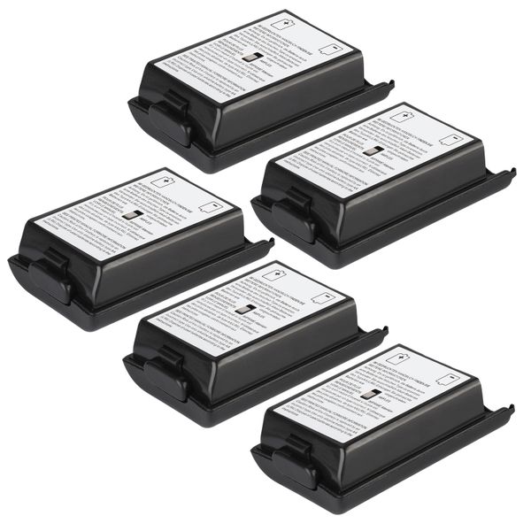 5P Black Battery Covers Compatible with Xbox 360